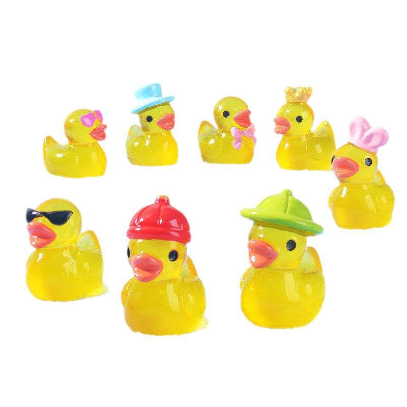 Home Decor Duck - Mini Yellow Luminous Duck Ornament Miniature