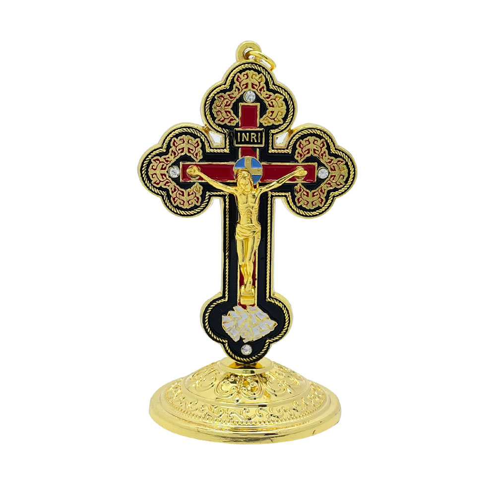 Home Decor Gold - New2026 Catholic Standing Crucifix Gold Enamel