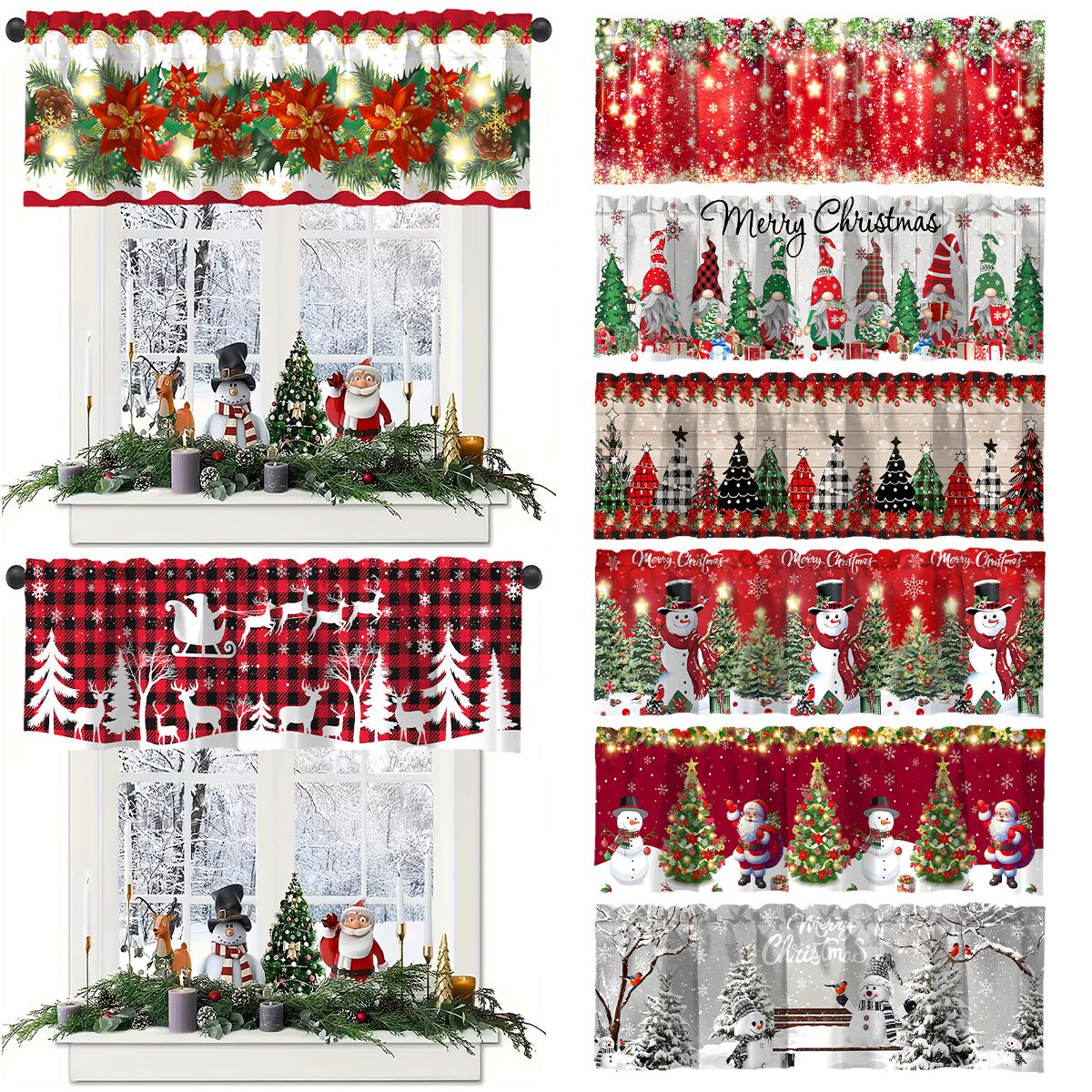 Home Decor Trends 2025 - Christmas Short Curtain Merry Cristmas Decoration