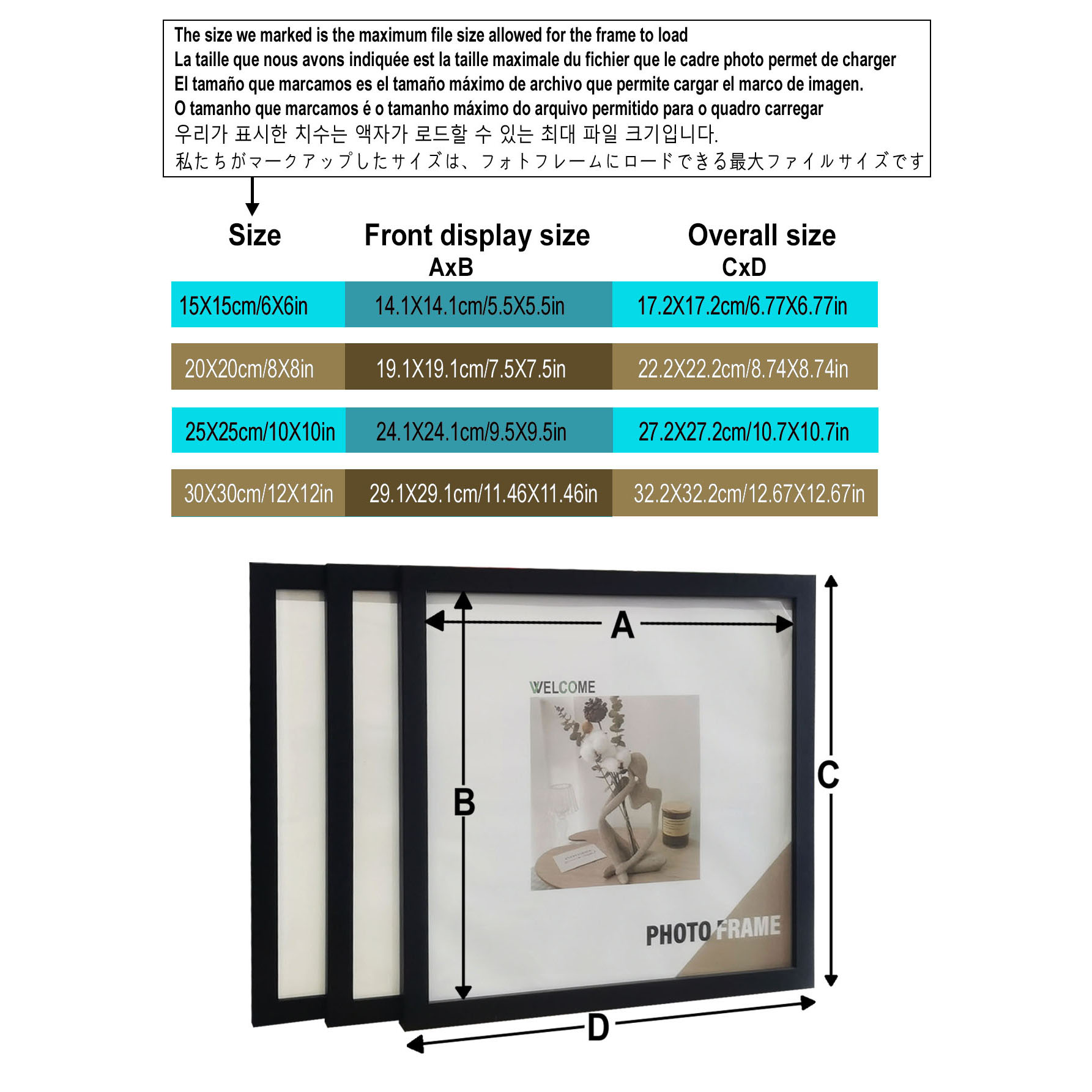 3Pcs Wood Square Photo Frames  - Bamboo Photo Frame 评论和价格