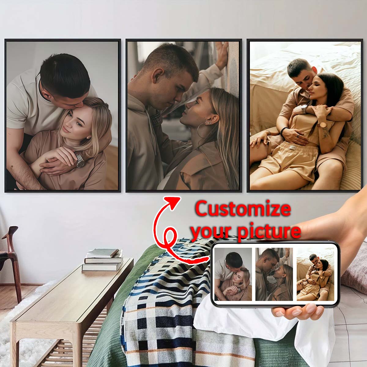 Triptych - 2D custom photo woo - Canvas Painting 评论和价格