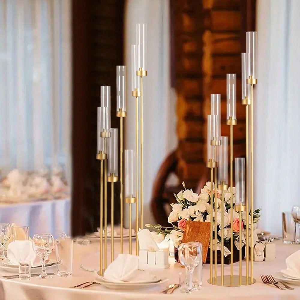 48inch Gold Floor Candle Holde - Home Decor Gold 评论和价格