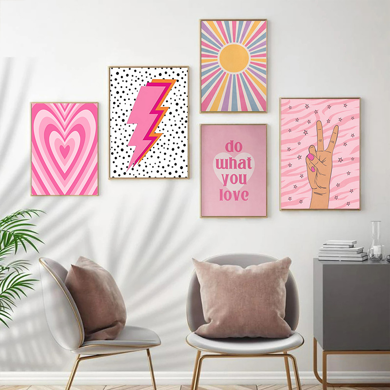 Abstract Pink Lightning Gradie - Home Decor Lovely Home 评论和价格