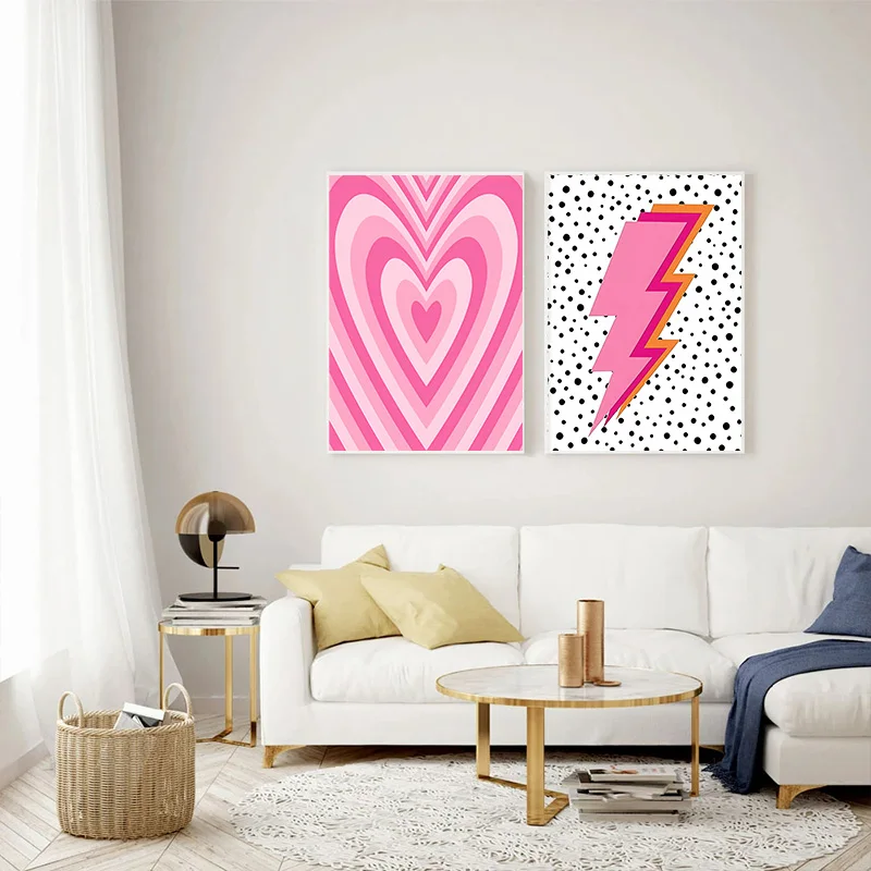 Abstract Pink Lightning Gradie - Home Decor Lovely Home 评论和价格