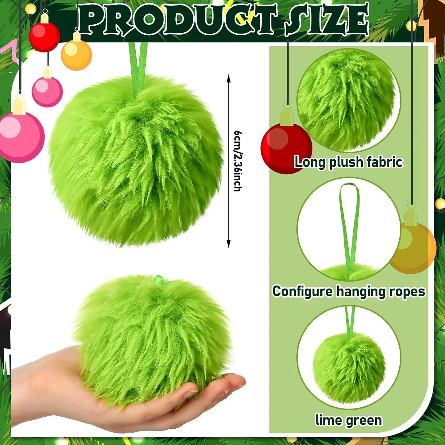 Christmas Green Long Plush Bal - Home Decor Trends 2025 评论和价格