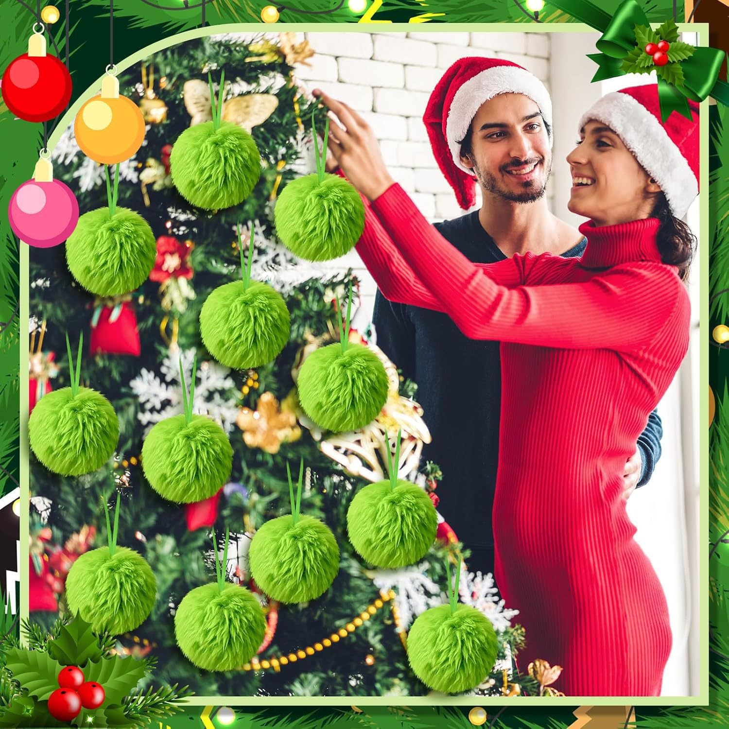 Christmas Green Long Plush Bal - Home Decor Trends 2025 评论和价格
