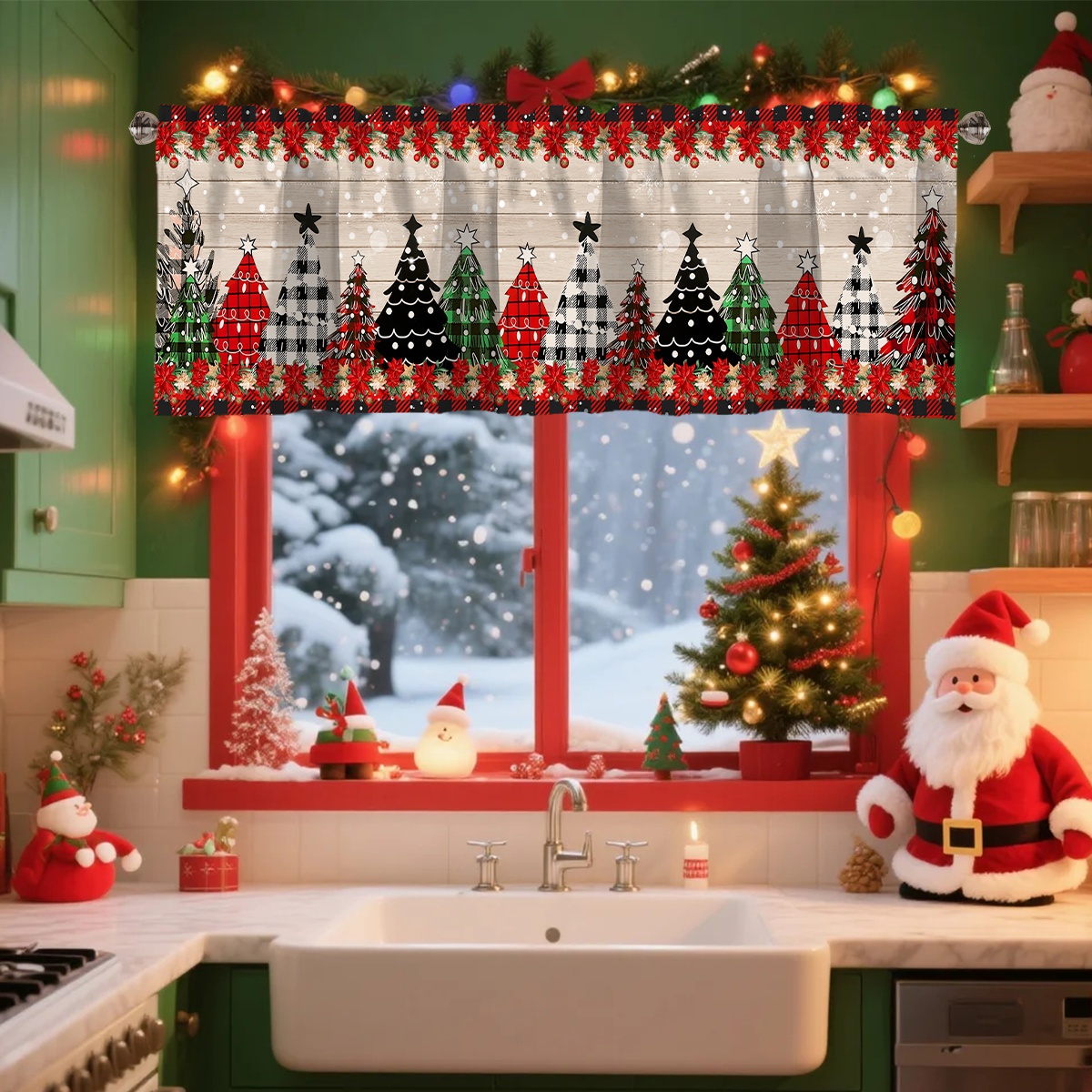 Christmas Short Curtain Merry  - Home Decor Trends 2025 评论和价格