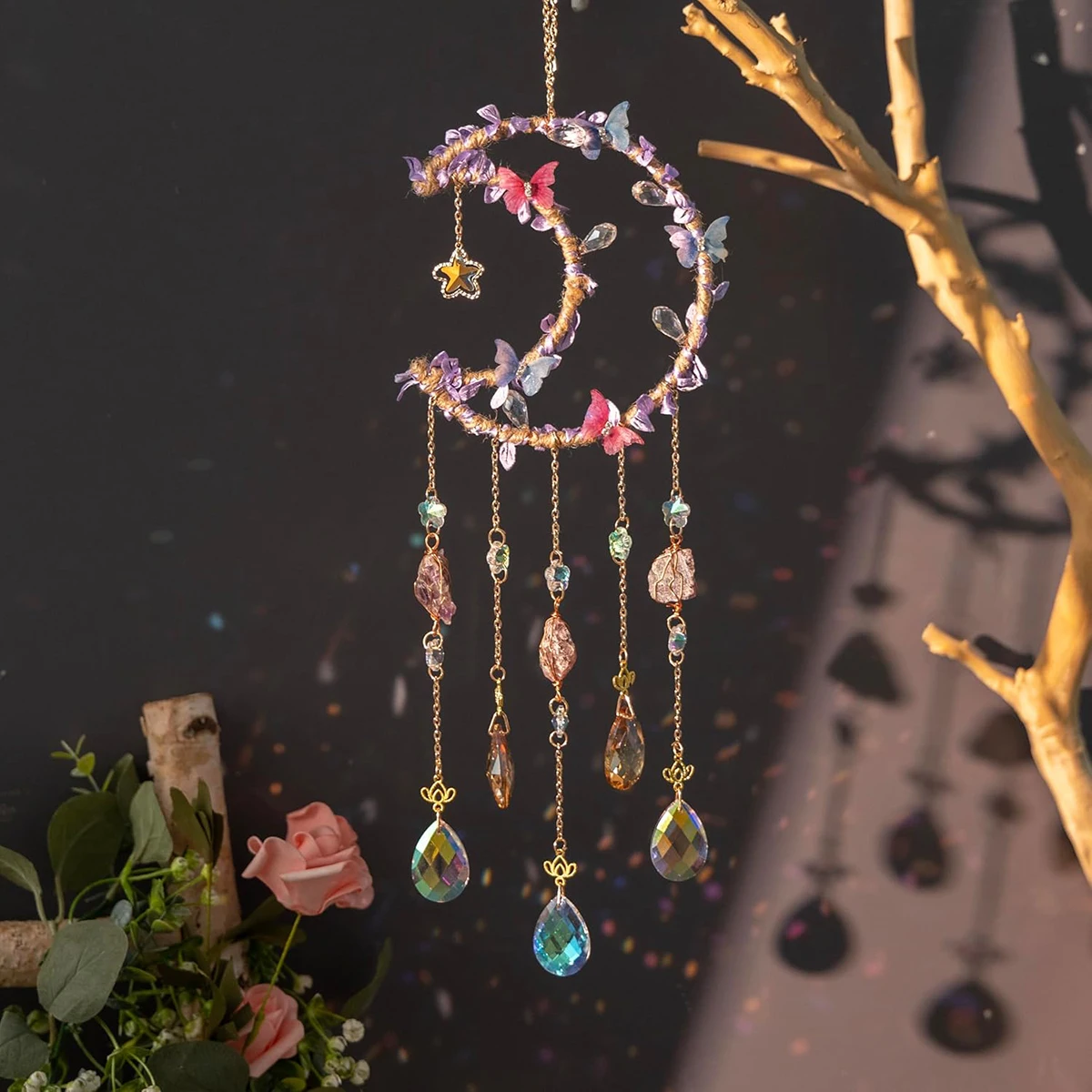 Sun Catcher Crystals Wind Chim - Boho Wind Chimes 评论和价格